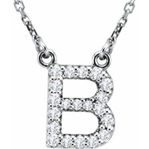 Ladies Natural Diamond Initial B Necklace (I1, G-H) — 14K White Gold
