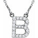 Ladies Natural Diamond Initial B Necklace (I1, G-H) — 14K White Gold