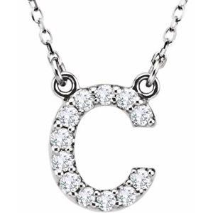Ladies Natural Diamond Initial C Necklace (I1, G-H) — 14K White Gold