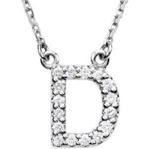 Ladies Natural Diamond Initial D Necklace (I1, G-H) — 14K White Gold