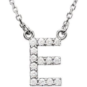 Ladies Natural Diamond Initial E Necklace (I1, G-H) — 14K White Gold
