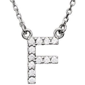 Ladies Natural Diamond Initial F Necklace (I1, G-H) — 14K White Gold