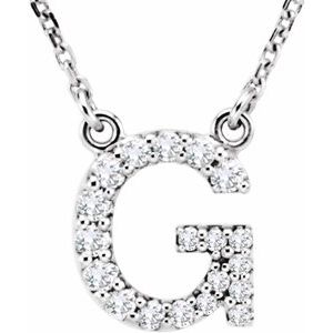 Ladies Natural Diamond Initial G Necklace (I1, G-H) — 14K White Gold