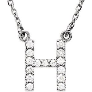 Ladies Natural Diamond Initial H Necklace (I1, G-H) — 14K White Gold