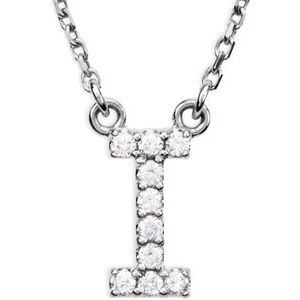 Ladies Natural Diamond Initial I Necklace (I1, G-H) — 14K White Gold
