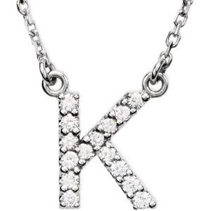 Ladies Natural Diamond Initial K Necklace (I1, G-H) — 14K White Gold