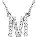Ladies Natural Diamond Initial M Necklace (I1, G-H) — 14K White Gold