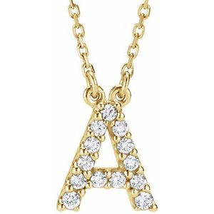 Ladies Natural Diamond Initial A Necklace (I1, G-H) — 14K Yellow Gold