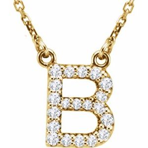 Ladies Natural Diamond Initial B Necklace (I1, G-H) — 14K Yellow Gold