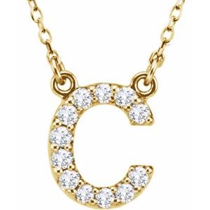 Ladies Natural Diamond Initial C Necklace (I1, G-H) — 14K Yellow Gold
