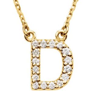 Ladies Natural Diamond Initial D Necklace (I1, G-H) — 14K Yellow Gold
