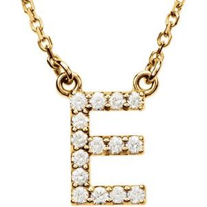 Ladies Natural Diamond Initial E Necklace (I1, G-H) — 14K Yellow Gold