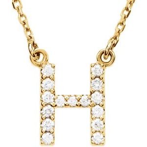 Ladies Natural Diamond Initial H Necklace (I1, G-H) — 14K Yellow Gold