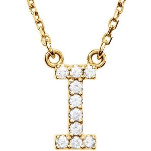 Ladies Natural Diamond Initial I Necklace (I1, G-H) — 14K Yellow Gold
