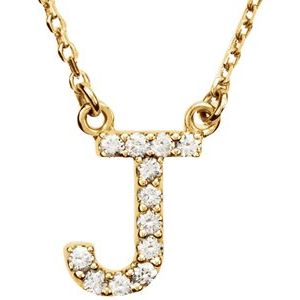 Ladies Natural Diamond Initial J Necklace (I1, G-H) — 14K Yellow Gold