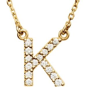 Ladies Natural Diamond Initial K Necklace (I1, G-H) — 14K Yellow Gold