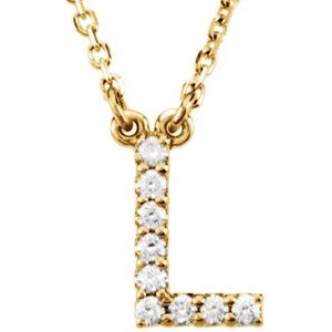 Ladies Natural Diamond Initial L Necklace (I1, G-H) — 14K Yellow Gold