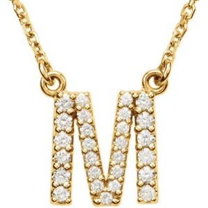 Ladies Natural Diamond Initial M Necklace (I1, G-H) — 14K Yellow Gold