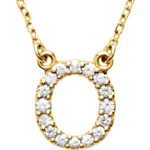 Ladies Natural Diamond Initial O Necklace (I1, G-H) — 14K Yellow Gold