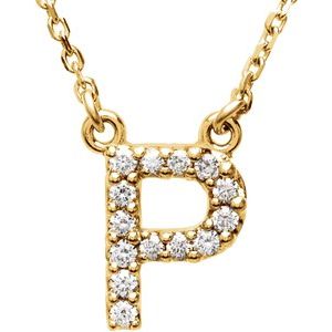 Ladies Natural Diamond Initial P Necklace (I1, G-H) — 14K Yellow Gold
