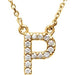 Ladies Natural Diamond Initial P Necklace (I1, G-H) — 14K Yellow Gold