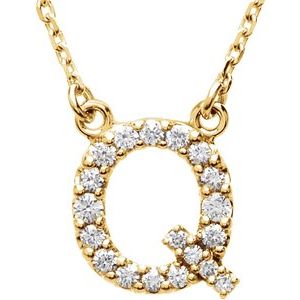 Ladies Natural Diamond Initial Q Necklace (I1, G-H) — 14K Yellow Gold