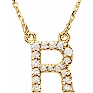Ladies Natural Diamond Initial R Necklace (I1, G-H) — 14K Yellow Gold