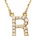 Ladies Natural Diamond Initial R Necklace (I1, G-H) — 14K Yellow Gold