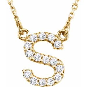 Ladies Natural Diamond Initial S Necklace (I1, G-H) — 14K Yellow Gold