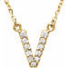Ladies Natural Diamond Initial V Necklace (I1, G-H) — 14K Yellow Gold