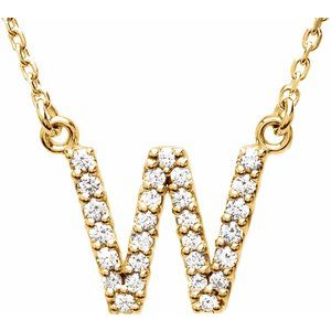Ladies Natural Diamond Initial W Necklace (I1, G-H) — 14K Yellow Gold
