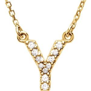 Ladies Natural Diamond Initial Y Necklace (I1, G-H) — 14K Yellow Gold