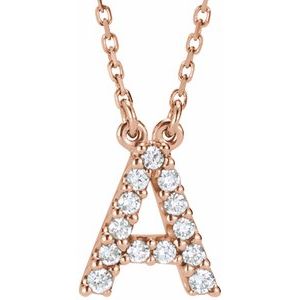 Ladies Natural Diamond Initial A Necklace (I1, G-H) — 14K Rose Gold