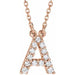 Ladies Natural Diamond Initial A Necklace (I1, G-H) — 14K Rose Gold