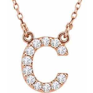 Ladies Natural Diamond Initial C Necklace (I1, G-H) — 14K Rose Gold
