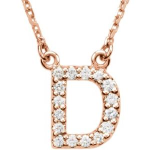 Ladies Natural Diamond Initial D Necklace (I1, G-H) — 14K Rose Gold
