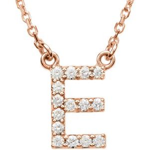 Ladies Natural Diamond Initial E Necklace (I1, G-H) — 14K Rose Gold