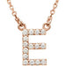 Ladies Natural Diamond Initial E Necklace (I1, G-H) — 14K Rose Gold