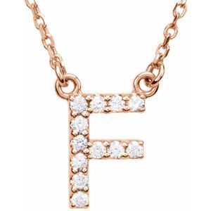 Ladies Natural Diamond Initial F Necklace (I1, G-H) — 14K Rose Gold