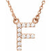 Ladies Natural Diamond Initial F Necklace (I1, G-H) — 14K Rose Gold