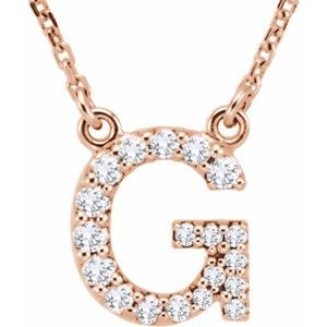 Ladies Natural Diamond Initial G Necklace (I1, G-H) — 14K Rose Gold