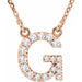 Ladies Natural Diamond Initial G Necklace (I1, G-H) — 14K Rose Gold