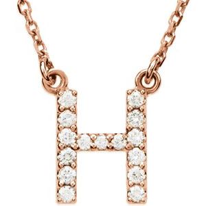 Ladies Natural Diamond Initial H Necklace (I1, G-H) — 14K Rose Gold