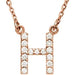 Ladies Natural Diamond Initial H Necklace (I1, G-H) — 14K Rose Gold