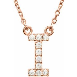 Ladies Natural Diamond Initial I Necklace (I1, G-H) — 14K Rose Gold
