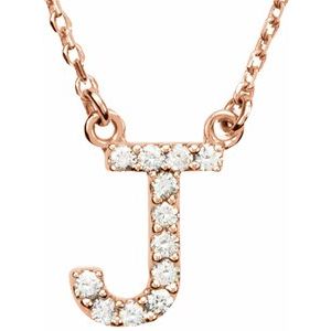 Ladies Natural Diamond Initial J Necklace (I1, G-H) — 14K Rose Gold