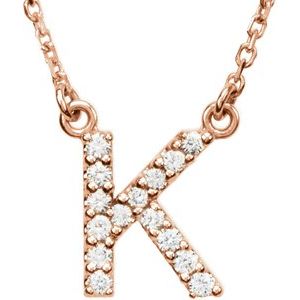 Ladies Natural Diamond Initial K Necklace (I1, G-H) — 14K Rose Gold
