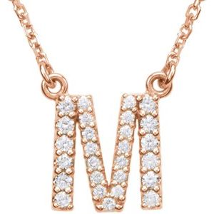Ladies Natural Diamond Initial M Necklace (I1, G-H) — 14K Rose Gold