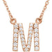 Ladies Natural Diamond Initial M Necklace (I1, G-H) — 14K Rose Gold