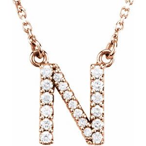 Ladies Natural Diamond Initial N Necklace (I1, G-H) — 14K Rose Gold